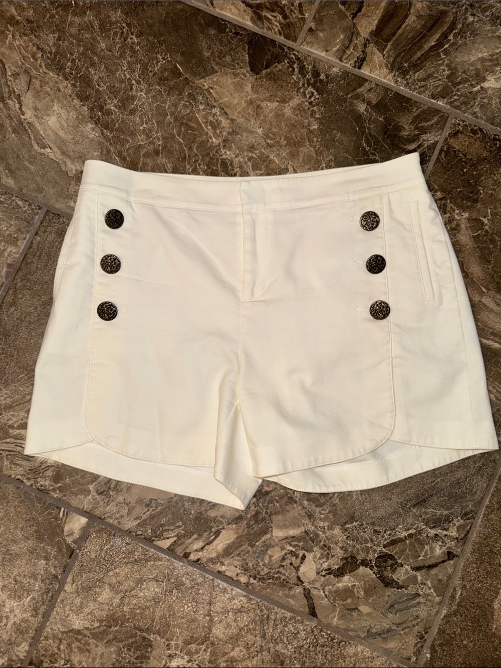 Cartonnier Cream Button-Front Bermuda Shorts-Anthropologie